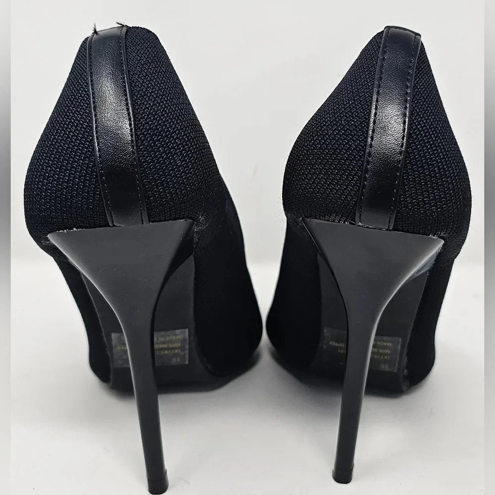 Fasion Nova Bentley Knit Fabric Stilletos Size 10 Black - Picture 5 of 11